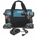 Senix 20 Volt Max 2-Tool Cordless Brushless Combo Kit, 1/2-in. Hammer Drill Driver & 1/4-in. Impact Driver S2K2B2-02